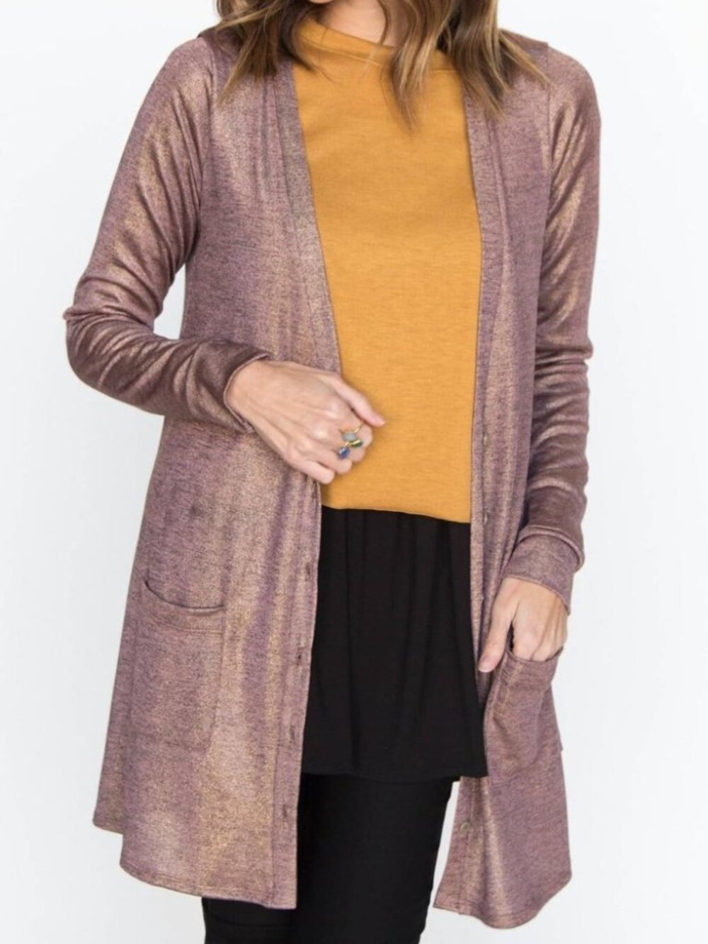 Agnes & Dora Favorite Cardigan | Women’s XXXL | Mauve | Button Front - Picture 5 of 5